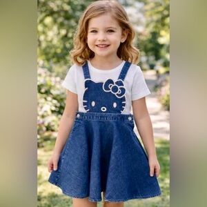 Sanrio Hello Kitty Denim Overall Dress Girls Size 5